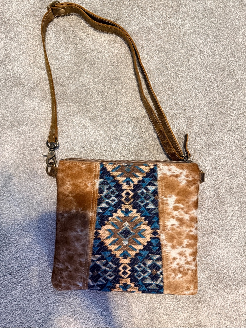 Myra Bag Hair-On Hide Western Crossbody Purse Boho Aztec Leather